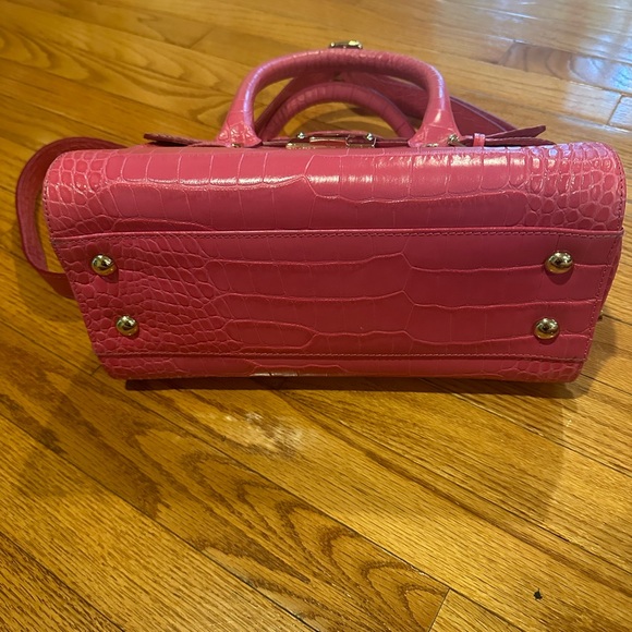 Lightly used Calfskin Crocodile Embossed Medium Rosalie Satchel Fuchsia - Picture 12 of 15